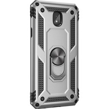 Microsonic Samsung Galaxy J7 Pro Kılıf Military Ring Holder - Gümüş