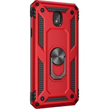 Microsonic Samsung Galaxy J7 Pro Kılıf Military Ring Holder - Kırmızı