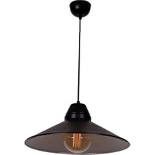 Riolight retro,modern,vintage mutfak,oda,otel,cafeler için siyah metal sarkıt avize çap:35cm