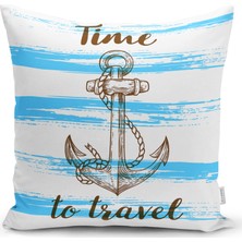 RealHomes Time to Travel Denizci Desenli Modern Yastık Kırlent Kılıfı