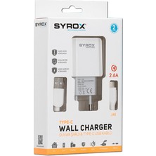 Syrox J48 Type-C Girişli 2.6A Hızlı Şarj