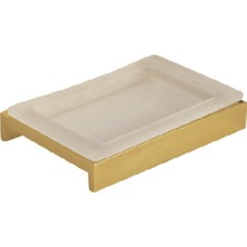 Çelik Banyo Kumru Set Üstü Camlı Sabunluk Altın Renkli
