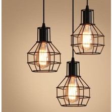 Riolight  Retro Üçlü Siyah Kafesli Avize