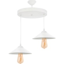 Riolight retro,vintage,modern beyaz 2xe27 metal sarkıt taban çapı:30cm