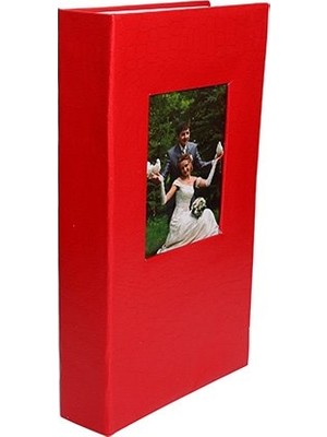 Nobby Star 10 x 15 Ebatında 300'lük Pencereli Deri Fotoğraf Albümü Kırmızı