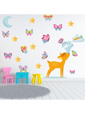 Tilki Dünyası Yavru Ceylan Yavru Tavşan ve Rengarenk Kelebekler