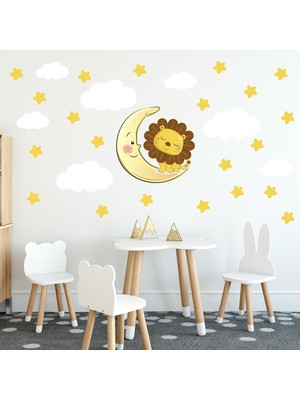 Tilki Dünyası Uyuyan Aslan Bebek ve Çocuk Odası Sticker