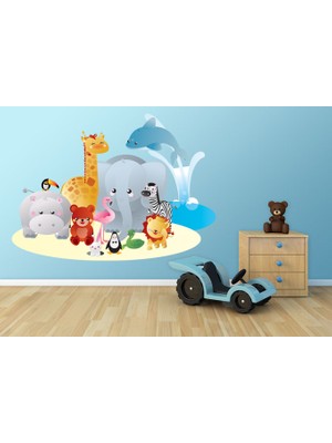 Tilki Dünyası Şirin Hayvanlar Hayvanat Bahçesinde Duvar Sticker