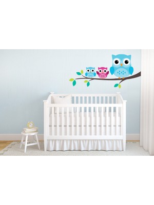 Tilki Dünyası Anne Baykuş ve Çocuklar Duvar Sticker