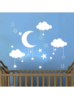 Tilki Dünyası Ay Yıldız Bulutlar Bebek ve Çocuk Odası Sticker
