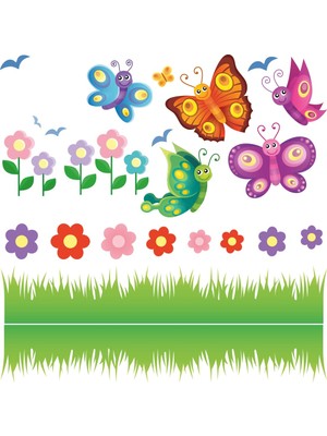 Tilki Dünyası Kelebekler ve Doğa Konsept Bebek ve Çocuk Odası Duvar Sticker