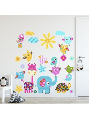 Tilki Dünyası Rengarenk Sevimli Hayvanlar Konsept Sticker