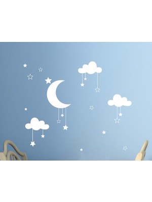 Tilki Dünyası Ay Yıldız Bulutlar Bebek ve Odası Sticker