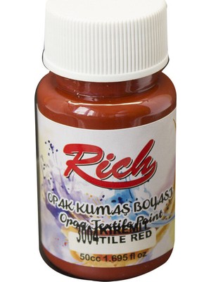 Rich Opak Kumaş Boyası Su Bazlı Kullanıma Hazır 3004 Kiremit Renk 50 cc