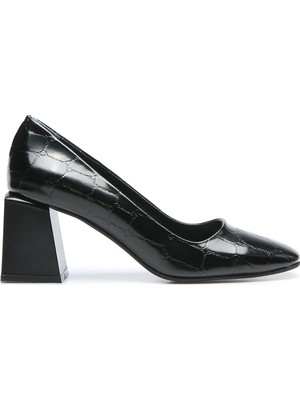 Rovigo Plus Siyah Rugan Büyük Kroko Kadın Klasik Ayakkabı
