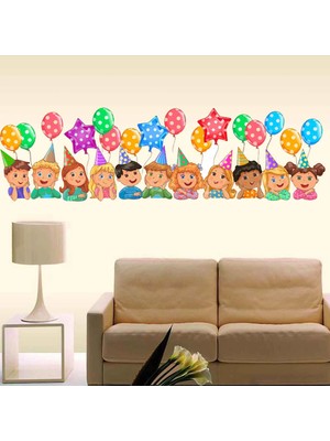 Kt Decoration Parti Yapan Sevimli Afacanlar Çocuk Odası Duvar Sticker