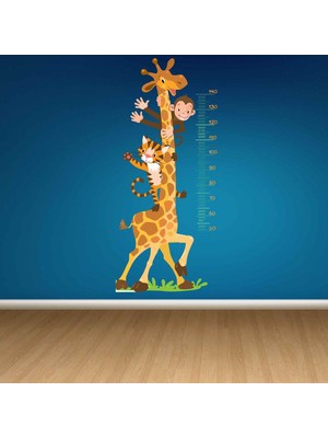Kt Decoration Zürafa - Kaplan - Maymun Boy Ölçer Çocuk Odası Sticker