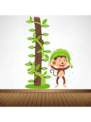 Kt Decoration Sarmışklar ve Sevimli Maymun Boy Ölçer Duvar Sticker