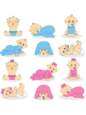 Kt Decoration Bebeklerin Sevimli Halleri Duvar Sticker