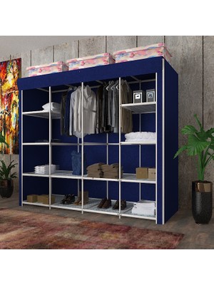 Cimri Kese Geniş Hacimli Çift Askılı Cimrikese Bez Dolap Lacivert