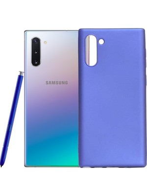 Tekno Grup Samsung Galaxy Note 10 Kılıf Mat Premium Silikon Kılıf - Saks Mavi + Tam Kaplayan 6D Nano Ekran Koruyucu