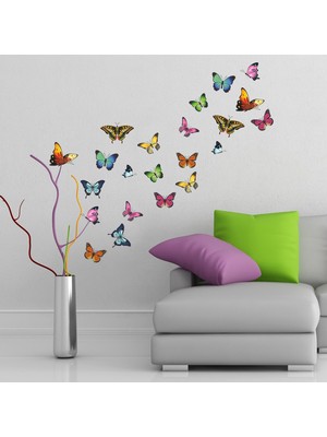Kt Decoration Renkli Kelebekler Duvar Sticker 50 Adet
