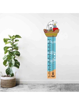 Kt Decoration Kt Decor Sevimli Ayıcık ve Deniz Teması Boy Ölçer Duvar Sticker