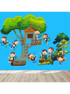 Kt Decoration Kt Decor Maymunların Çılgın Dünyası 4xl Dev Duvar Dekorasyonu