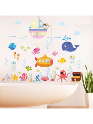 Kt Decoration Sualtı Dünyası Kendinden Yapışkanlı Duvar Çıkartmaları