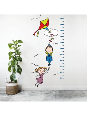 Kt Decoration Kt Decor Uçurtma Uçuran Sevimli Çocuklar Boy Ölçer Sticker