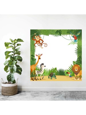 Kt Decor Orman Hayvanları Çerçeveli Yazılabilir Duvar Sticker