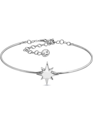 Argentum Concept Kuzey Yıldızı Motifli Gümüş Bilekten Geçmeli Kelepçe