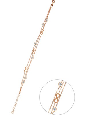 Argentum Concept Sonsuzluk Detaylı Gümüş Üç Zincirli Bileklik