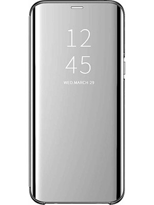 Prolysus Samsung Galaxy A2 Core Kapaklı Kılıf Aynalı Gümüş - Gri