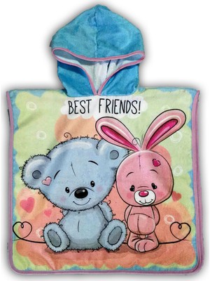 Yorka Design Best Friends Baskılı Çocuk Bornoz Panço & Çocuk Plaj Panço & Çocuk Plaj Havlu