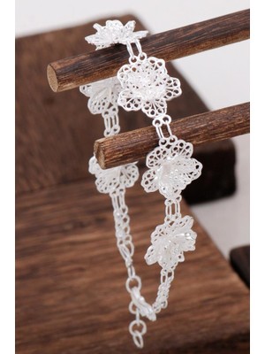 Sümer Telkari Çiçek Tasarım Telkari Gümüş Bileklik 3091