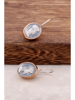 Sümer Telkari Antik Para Tasarımlı Elişi Gümüş Küpe 2597