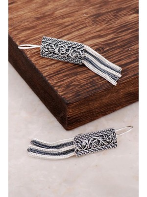 Sümer Telkari Midyat Hasırı Elişi Tasarım Gümüş Küpe 2613