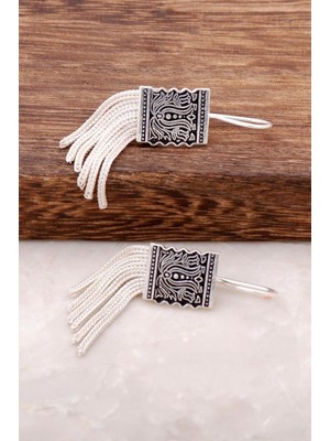 Sümer Telkari Midyat Hasırı Elişi Gümüş Tasarım Küpe 2618