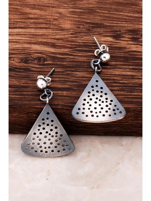 Sümer Telkari Üçgen Tasarımlı Elişi Tasarım Gümüş Küpe 4265