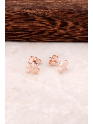 Sümer Telkari Yonca Yaprağı Rose Gümüş Küpe 4336