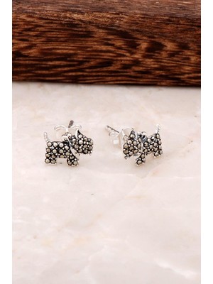 Sümer Telkari Köpek Tasarım Gümüş Küpe 4535