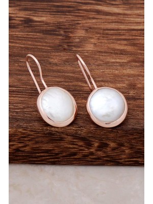 Sümer Telkari İnci Taşlı Rose Gümüş Küpe 4538