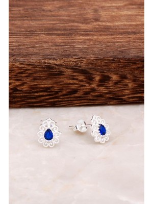 Sümer Telkari Taşlı Telkari Gümüş Küpe 4656