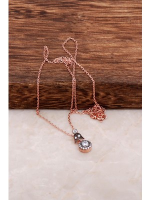 Sümer Telkari Elmas Montürlü Rose Gümüş Kolye 6524