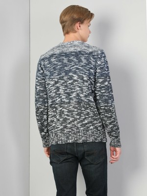 Colins Regular Fit Bisiklet Yaka Erkek İndigo Kazak