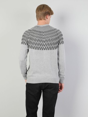 Colins Regular Fit Bisiklet Yaka Erkek Gri Melanj Kazak