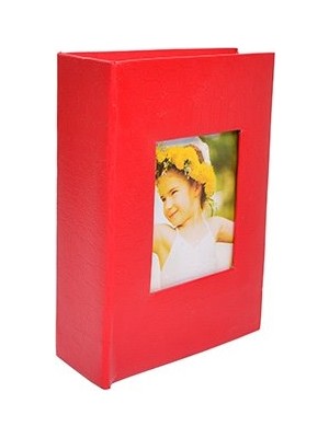 100'lük Pencereli 10x15 Deri Fotoğraf Albümü Kırmızı