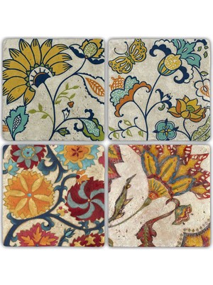 Oscar Stone Doğaltaş Bardak Altlığı  4'lü Set 10 x 10 cm