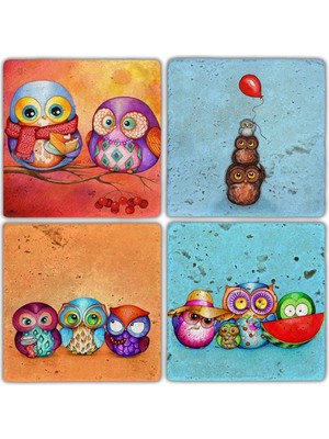 Oscar Stone Doğaltaş Bardak Altlığı  4'lü Set 10 x 10 cm
